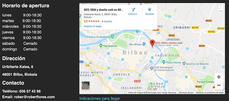 informacion en la web seo local